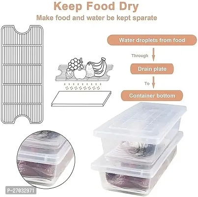 H P PLASTIC. 6 Fridge Storage Boxes Fridge Organizer with Removable Drain Plate and Lid Stackable Fridge Storage Containers(1500ML)-thumb2
