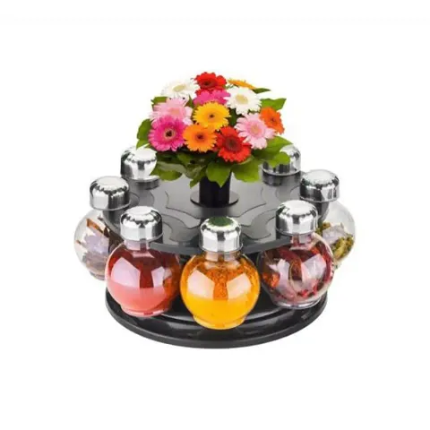 Multi Purpose 360deg; Revolving Stand/Plastic 8 Piece Spice Rack/Masala Jar/Condiments Set/Spice Container Set For Kitchen