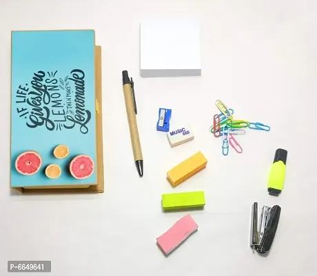 Eco-Friendly Stationary Set with Paper Clips, Stapler, Sticky Notes, Calendar, Pen-thumb3
