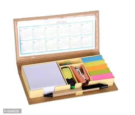 Eco-Friendly Stationary Set with Paper Clips, Stapler, Sticky Notes, Calendar, Pen-thumb2