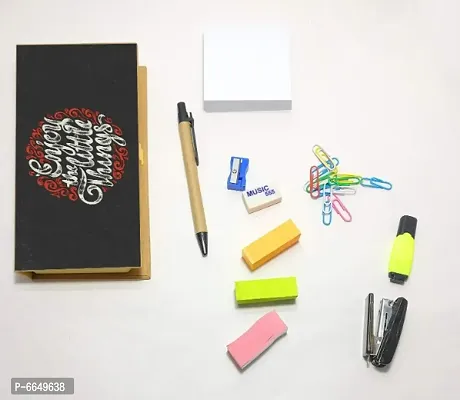 Eco-Friendly Stationary Set with Paper Clips, Stapler, Sticky Notes, Calendar, Pen-thumb3