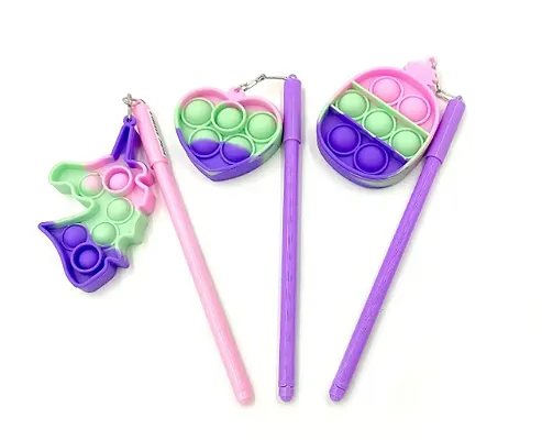 Pop it Pen Cap Push Fidget Reliver Stress Toys Bubble Popit Soft Squishy Anti-Stress Toy Children Antistress Box Pop Gifts Toy (Pack of 3Pcs)