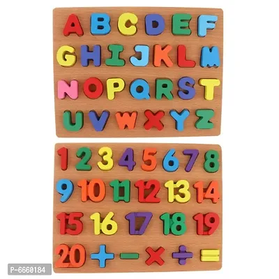 Montessori Wooden 3D Letter Number Toys Block Matching Board Wooden Puzzle Hand Grab Board Chunky Blocks Baby Toy - Letters and Number-thumb0