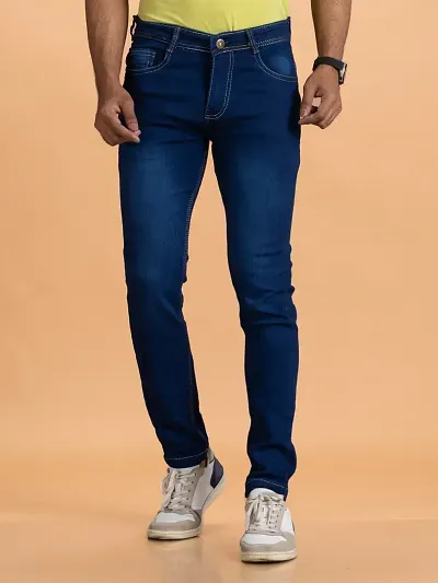 Stylish &amp; Premium Blue Slim Fit Lzard Denim Mens Jeans