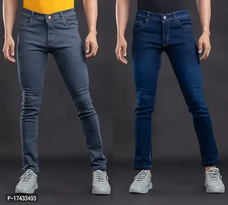 Multicoloured Denim Mid Rise Jeans For Men Pack of 2-thumb0