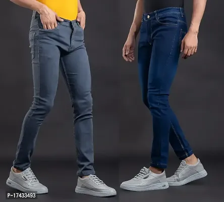Multicoloured Denim Mid Rise Jeans For Men Pack of 2-thumb3