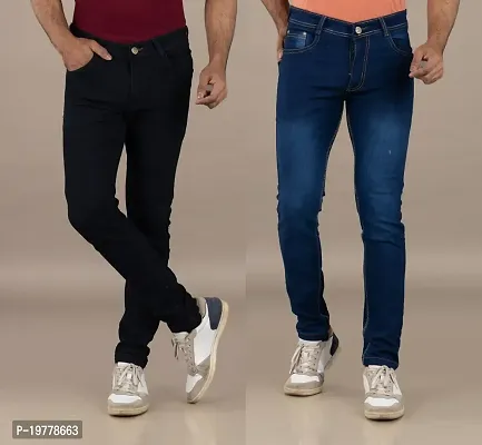Stylish Multicoloured Denim Mid-Rise Jeans Combo For Men-thumb0