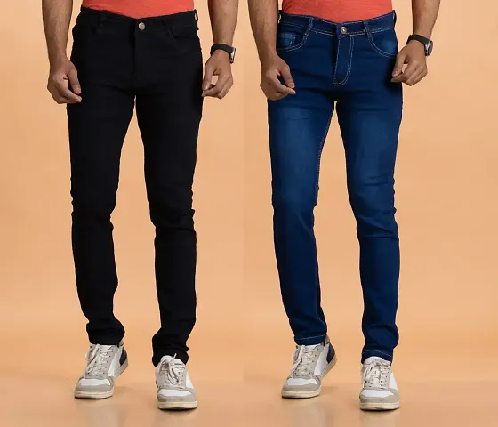 Stylish Multicoloured Denim Mid-Rise Jeans Combo pack of 2 For Men