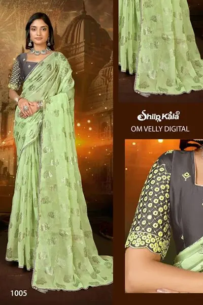 Elegant Chiffon Saree with Blouse piece For Women