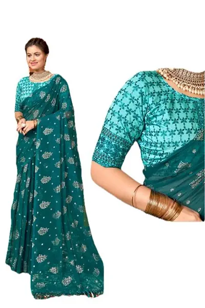 Elegant Chiffon Saree with Blouse piece For Women