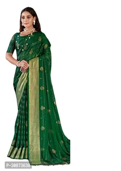 Elegant Green Chiffon Saree with Blouse piece For Women