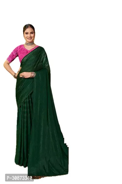 Elegant Green Chiffon Saree with Blouse piece For Women