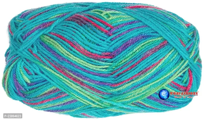 Premium Quality Woafashions Mayuri Hand Knitting Yarn (Multi Bobby Blue)-thumb2