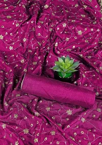 KRISHVI CREATION Women's Solid Vichitra Silk 5.5 Meter Saree with 0.8 Meter Unstitched Blouse Piece (Pink).-thumb1