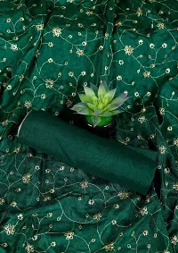 KRISHVI CREATION Women's Solid Vichitra Silk 5.5 Meter Saree with 0.8 Meter Unstitched Blouse Piece (Green)-thumb1