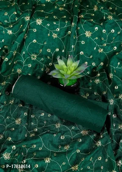 KRISHVI CREATION Women's Solid Vichitra Silk 5.5 Meter Saree with 0.8 Meter Unstitched Blouse Piece (Green)-thumb2