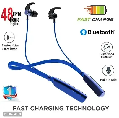 Sports Flexible Neckband with Mic Bluetooth Headset Fast Charge, Vibration Alert for Calls, Upto 40 Hr Battery Life Bluetooth Headset Blue In the Ear)-thumb0