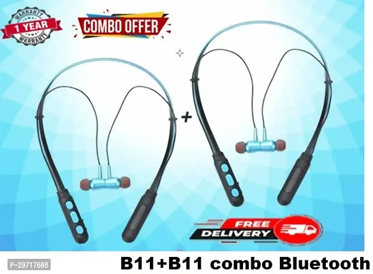 B11 combo Bluetooth Stereo Sports Headset Compatible with , , , , , , , Smartphones( BLUE)-thumb0