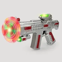 Space Gun Toy With LED Matrix Flashing Rotating Fan, Musical Battery Operated-thumb1
