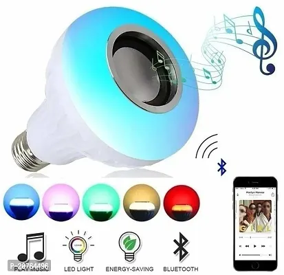Bluetooth Enabled Smart Colour Changing LED Music Light Bulb lamp (6 Watt), E27 and B22 led Smart Light Lamp with Bluetooth Speaker RGB Self Changing Color Lamp with Remote Control-thumb2