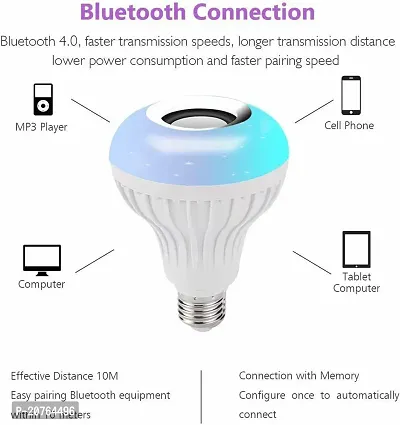 Bluetooth Enabled Smart Colour Changing LED Music Light Bulb lamp (6 Watt), E27 and B22 led Smart Light Lamp with Bluetooth Speaker RGB Self Changing Color Lamp with Remote Control-thumb3