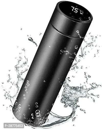 Water Bottle with LED Temperature Display 500ml Black-thumb0