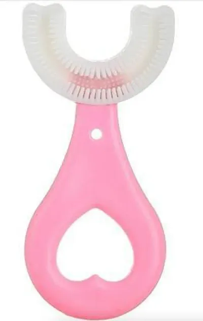 Trendy and Safe U Shaped Toothbrush For Kids , Manual U Type 360 Degree Soft Silicon