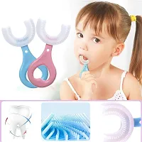 Kids U Shaped Silicone Toothbrush for Manual Whitening (Pink)-thumb2