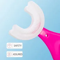 Kids U Shaped Silicone Toothbrush for Manual Whitening (Pink)-thumb1