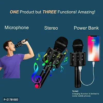 WS-858 Wireless Bluetooth Microphone | Multi-Function Karaoke Mic with Speaker Bluetooth Microphone Speaker  (Multicolor) L-thumb0