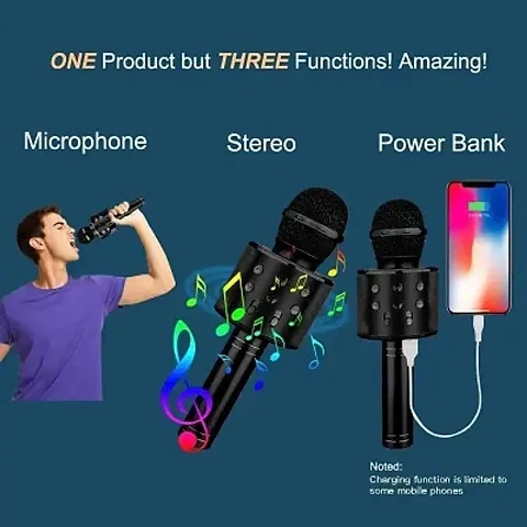 WS-858 Wireless Bluetooth Microphone | Multi-Function Karaoke Mic with Speaker Bluetooth Microphone Speaker  (Multicolor) L