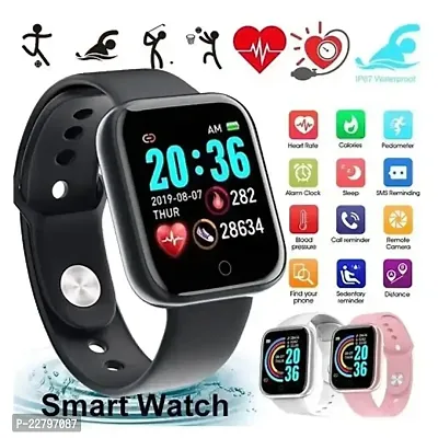 Smartwatch for Unisex Y68 Bluetooth Calling Smart Touchscreen Watch - Black-thumb2