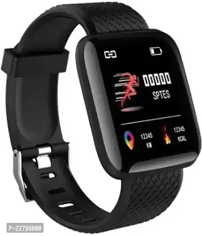 ID116 Smartwatch With Fitness Tracker Smartwatch  (Black Strap, Free)-thumb0