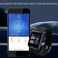 Smart Watch ID116 Plus New Version Bluetooth Smart Fitness Band Watch with Heart Rate Activity Tracker Waterproof Body- Blood Pressure Touchscreen for Men/Women - Black-thumb2