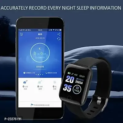 Smart Watch ID116 Plus New Version Bluetooth Smart Fitness Band Watch with Heart Rate Activity Tracker Waterproof Body- Blood Pressure Touchscreen for Men/Women - Black-thumb3