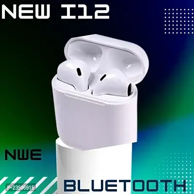 i12 tws white TWS AIRPODS Bluetooth Earphones Touch Sensor with in Built Mic and High Bass Level , Wireless Bluetooth-thumb0
