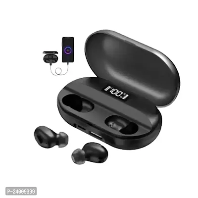 T2 TWS 5.0 Wireless with 1500mah Power Bank and Led Display Bluetooth Eauds (Color - Black)