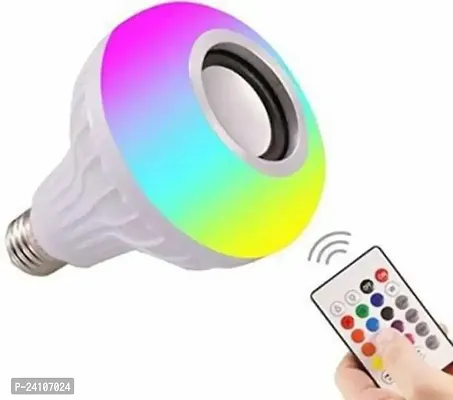 Smart Music RGB Bulb With Us Technology 12-Watts LED Multicolor Light Bulb With Bluetooth Speaker| Disco Light |Party Bulb With Remote Control-thumb0