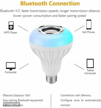 Smart Colour Changing Bluetooth Speaker LED Music Light Bulb Lamp With Remote Control Compatible For All Device ( Multicolour)-thumb2