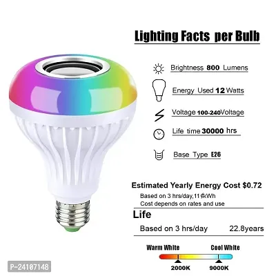 Smart Colour Changing Bluetooth Speaker LED Music Light Bulb Lamp With Remote Control Compatible For All Device ( Multicolour)-thumb3
