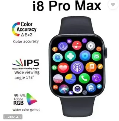I8 Pro Max Smart Watch Series 8 For Men Women Black Free Size Smartwatch Black Strap Free Size