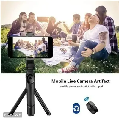 MCSMI XT-02 Mobile Stand with Selfie Stick and Tripod XT-02 Aluminium Bluetooth Remote C-thumb0