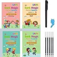 (4 BOOKS + 5 REFILL) Magic Practice Copybook, Number Tracing Book for Preschoolers with Pen, Magic Calligraphy Copybook Set Practical Reusable Writing Tool Simple Hand Lettering-thumb2