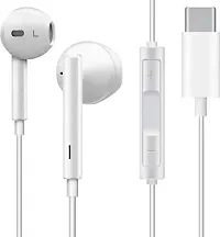 Type C Earphones with Mic and Volume Control Wired Headset Wired Headsetnbsp;nbsp;(White, In the Ear)-thumb2