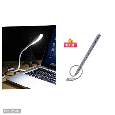 Combo Portable Flexible Adjustable Eye Protection USB LED Desk Light Table Lamp USB 10 LED Desk Light Flexible Lamp for Notebook-PC- Laptop-Bedside Study (Pack of 1)-thumb0