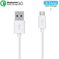 Siwi Fast Charging  Data USB Cable for Sony Xperia E USB Cable | Micro USB Data Cable | Sync Quick Fast Charging Cable | Charger Cable | Android V8 Cable (3.1 Amp, 1 Meter, WM, White)-thumb2