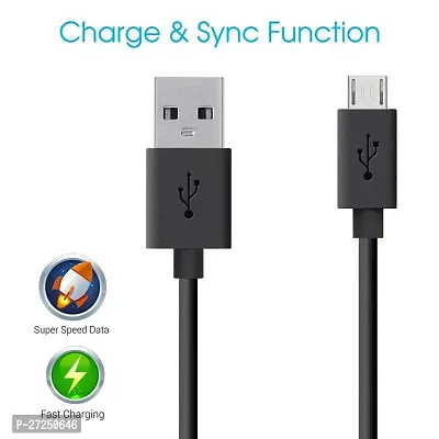 Siwi Fast Charging  Data USB Cable for Lenovo A6600 Plus USB Cable | Micro USB Data Cable | Sync Quick Fast Charging Cable | Charger Cable | Android V8 Cable (3.1 Amp, 1 Meter, BM, Black)-thumb2