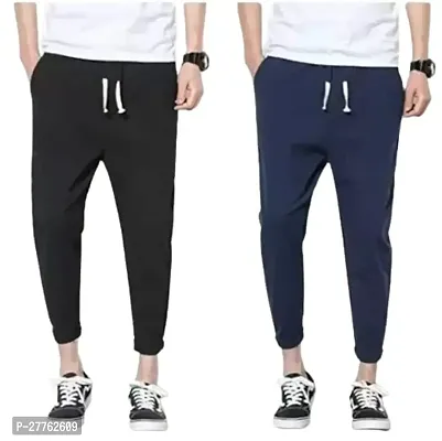 Stylish Multicoloured Cotton Regular Track Pants For Men Pack Of 2