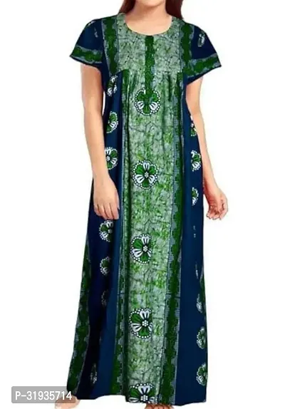 Stylish Green Cotton Blend Printed Nighty For Women-thumb0