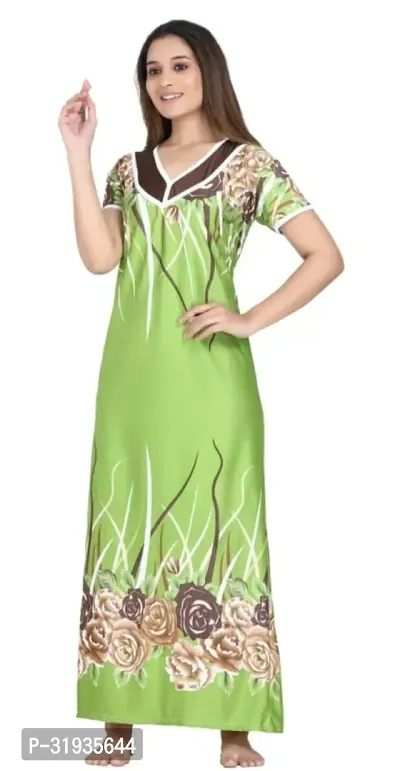 Stylish Green Cotton Blend Printed Nighty For Women-thumb0